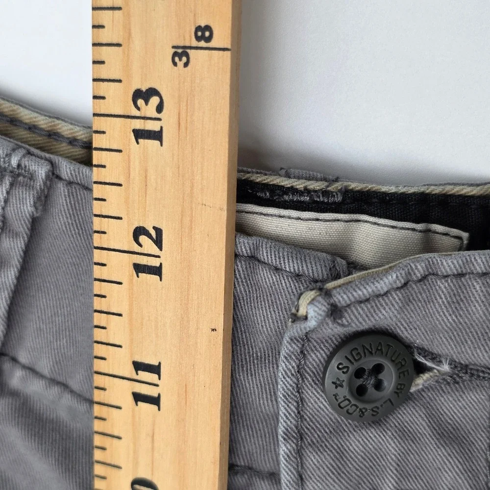 Signature by Levi Strauss Cargo Shorts Mens 36 Gray Cotton Twill Multi Pocket